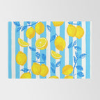 Italian Summer Lemons Pattern Coastal Mediterranean Illustration Rug Gallery Image 2