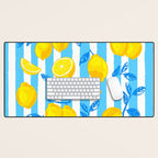 Italian Summer Lemons Pattern Coastal Mediterranean Illustration Desk Mat Gallery Image 1