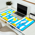 Italian Summer Lemons Pattern Coastal Mediterranean Illustration Desk Mat Gallery Image 2