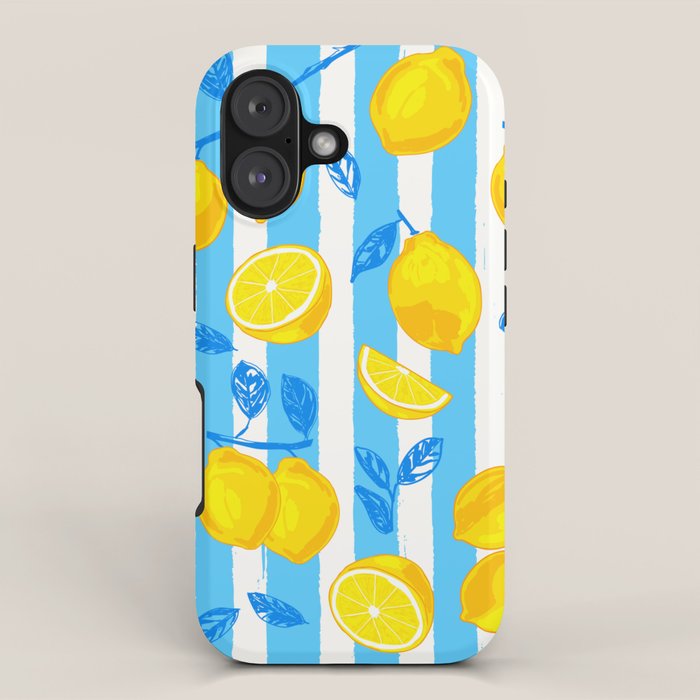Italian Summer Lemons Pattern Coastal Mediterranean Illustration iPhone Case Gallery Image 1