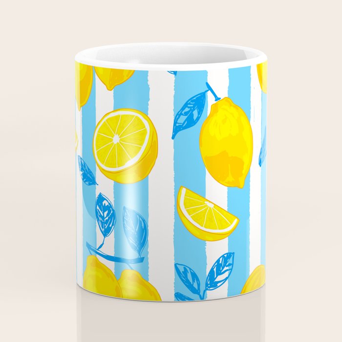 Italian Summer Lemons Pattern Coastal Mediterranean Illustration Coffee Mug Gallery Image 4