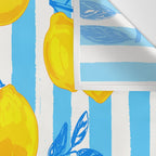 Italian Summer Lemons Pattern Coastal Mediterranean Illustration Wall Tapestry Gallery Image 3