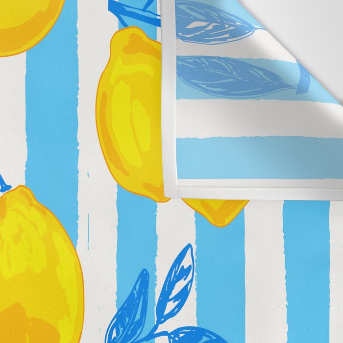Italian Summer Lemons Pattern Coastal Mediterranean Illustration Wall Tapestry Gallery Image 3