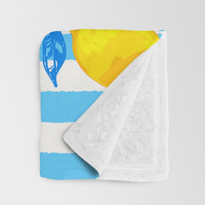 Italian Summer Lemons Pattern Coastal Mediterranean Illustration Throw Blanket Gallery Image 3