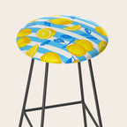 Italian Summer Lemons Pattern Coastal Mediterranean Illustration Stool Gallery Image 2