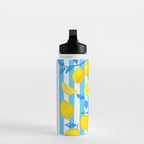 Italian Summer Lemons Pattern Coastal Mediterranean Illustration Water Bottle Gallery Image 3