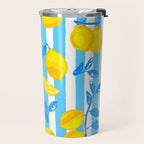 Italian Summer Lemons Pattern Coastal Mediterranean Illustration Travel Mug Gallery Image 2