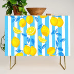 Italian Summer Lemons Pattern Coastal Mediterranean Illustration Credenza Gallery Image 1