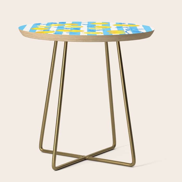 Italian Summer Lemons Pattern Coastal Mediterranean Illustration Side Table Gallery Image 1