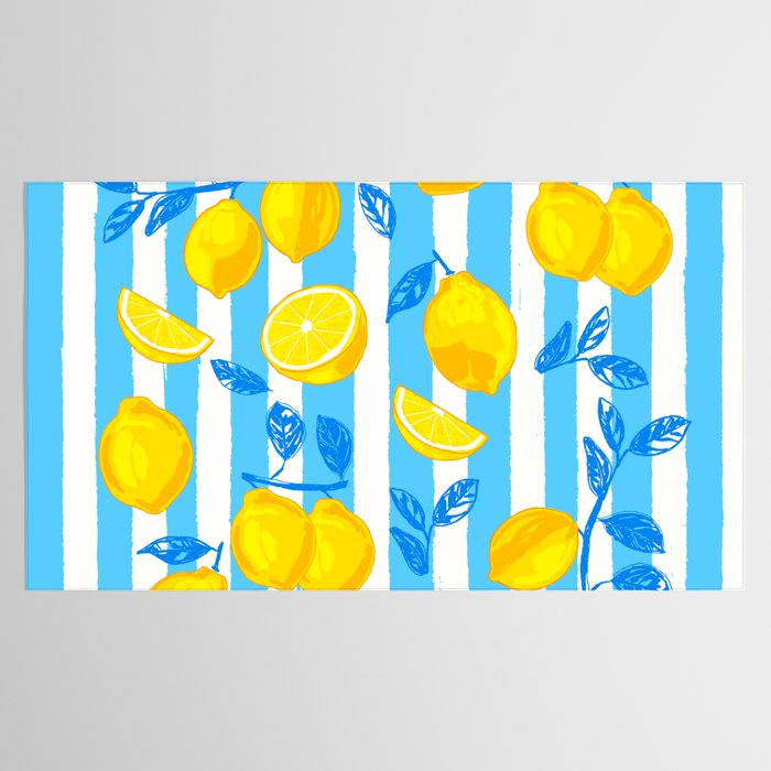 Italian Summer Lemons Pattern Coastal Mediterranean Illustration Tablecloth Gallery Image 2