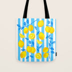 Italian Summer Lemons Pattern Coastal Mediterranean Illustration Tote Bag Gallery Image 1