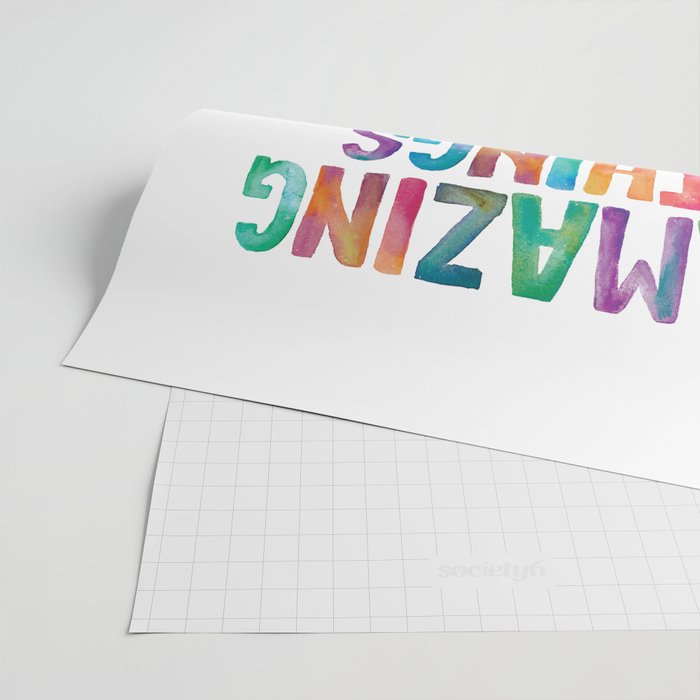 AMAZING THINGS HAPPEN WHEN YOU TRY rainbow watercolor Wrapping Paper Gallery Image 2