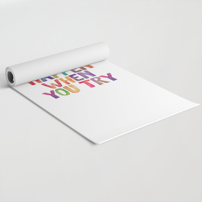 AMAZING THINGS HAPPEN WHEN YOU TRY rainbow watercolor Yoga Mat Gallery Image 2