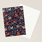 Dragons and Flowers Dark Purple Stationery Card Gallery Image 2