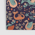 Dragons and Flowers Dark Purple Poster Gallery Image 3