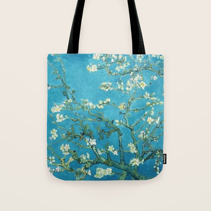 Vincent van Gogh Blossoming Almond Tree (Almond Blossoms) Light Blue Tote Bag Gallery Image 1