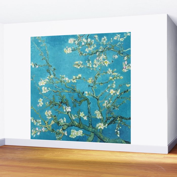 Vincent van Gogh Blossoming Almond Tree (Almond Blossoms) Light Blue Wall Mural Gallery Image 2
