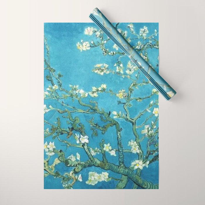 Vincent van Gogh Blossoming Almond Tree (Almond Blossoms) Light Blue Wrapping Paper Gallery Image 1