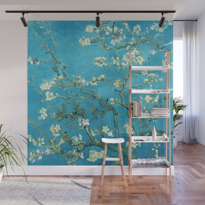 Vincent van Gogh Blossoming Almond Tree (Almond Blossoms) Light Blue Wall Mural Gallery Image 1