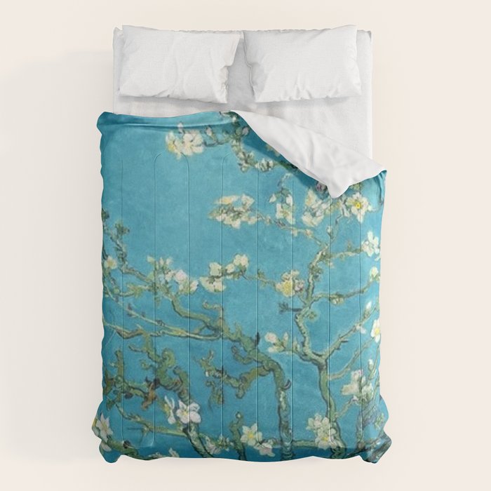 Vincent van Gogh Blossoming Almond Tree (Almond Blossoms) Light Blue Comforter Gallery Image 1