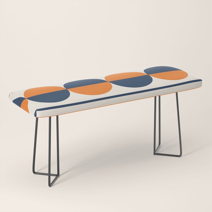 Abstract Shapes 78 in Orange and Navy Blue Bench Gallery Image 1