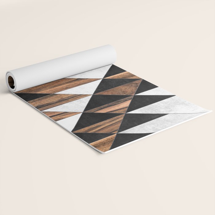 Urban Tribal Pattern No.9 - Aztec - Concrete and Wood Yoga Mat Gallery Image 2