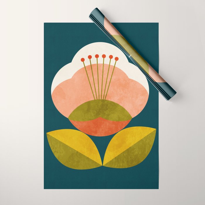 retro midcentury flower Wrapping Paper Gallery Image 1