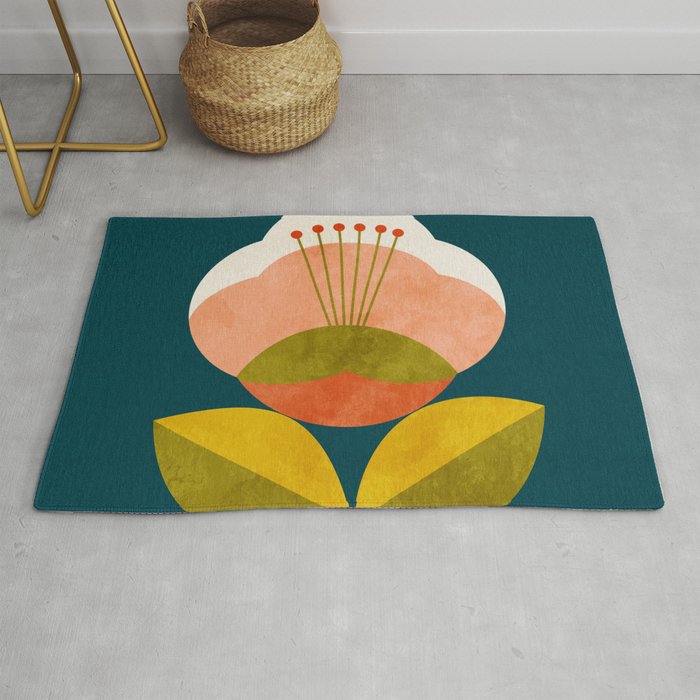 retro midcentury flower Rug Gallery Image 1