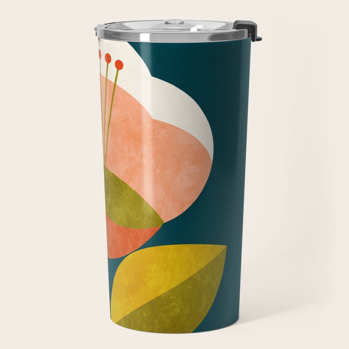 retro midcentury flower Travel Mug Gallery Image 2