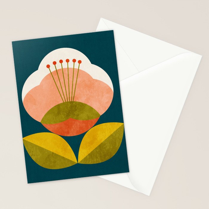 retro midcentury flower Stationery Card Gallery Image 2