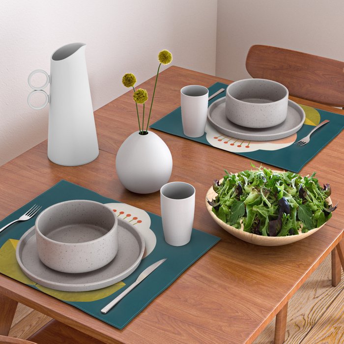 retro midcentury flower Placemat Gallery Image 2