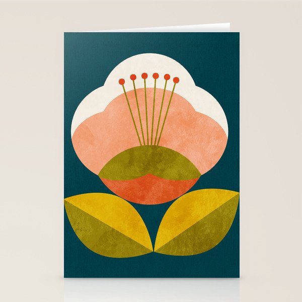 retro midcentury flower Stationery Card Gallery Image 1