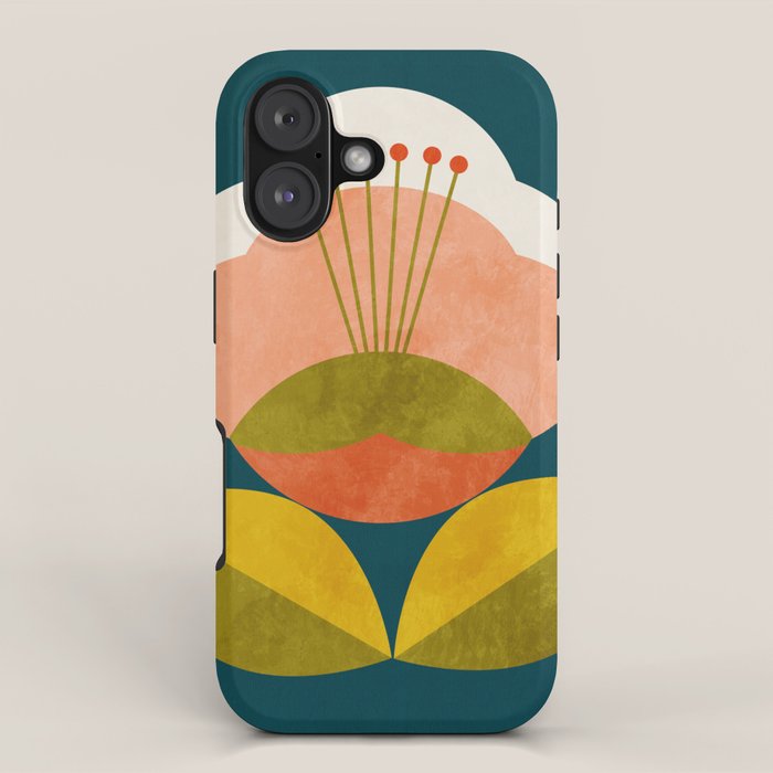 retro midcentury flower iPhone Case Gallery Image 1