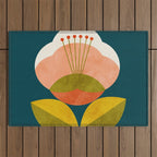 retro midcentury flower Outdoor Rug Gallery Image 1
