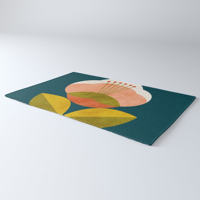 retro midcentury flower Rug Gallery Image 3