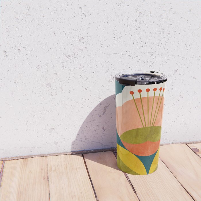 retro midcentury flower Travel Mug Gallery Image 4