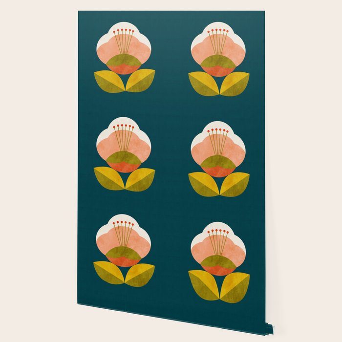 retro midcentury flower Wallpaper Gallery Image 2