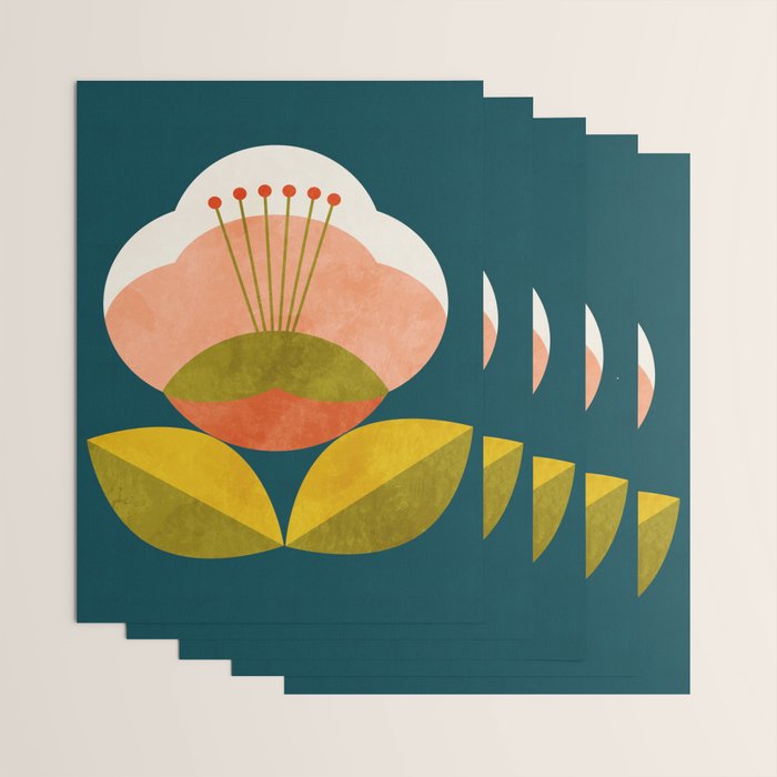 retro midcentury flower Wrapping Paper Gallery Image 3