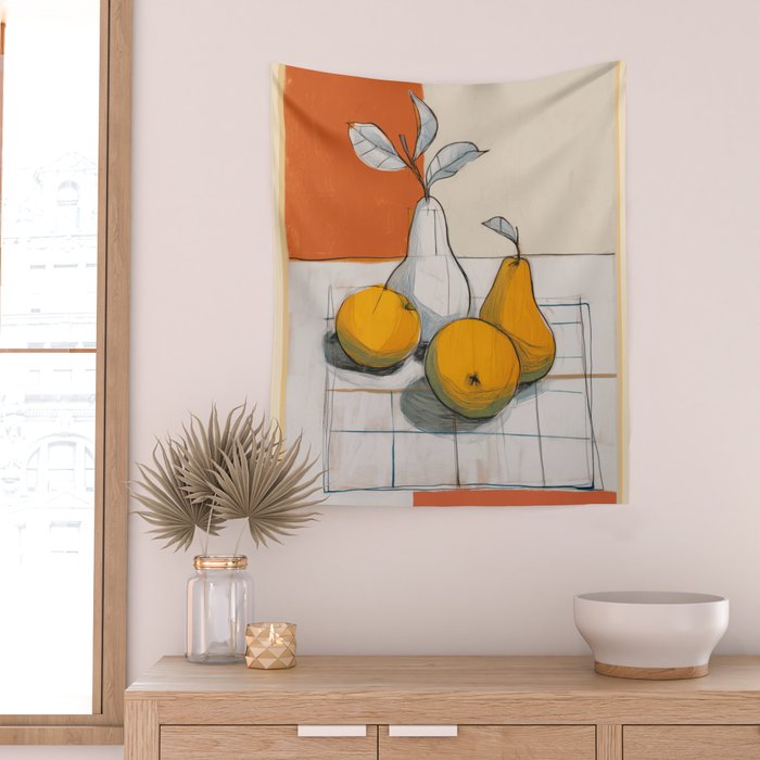 Modern Pear Still Life Wall Tapestry Gallery Image 2