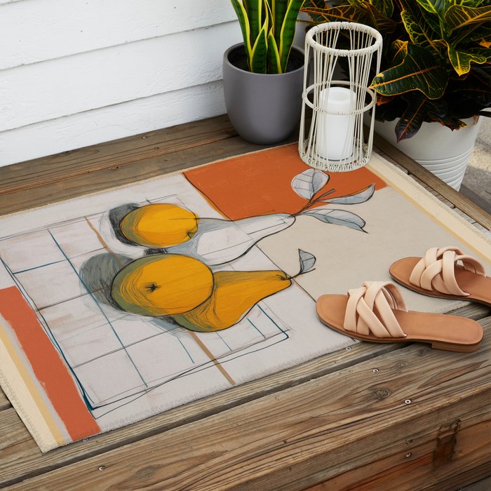 Modern Pear Still Life Outdoor Rug Gallery Image 2