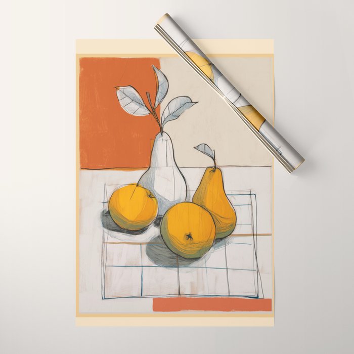 Modern Pear Still Life Wrapping Paper Gallery Image 1