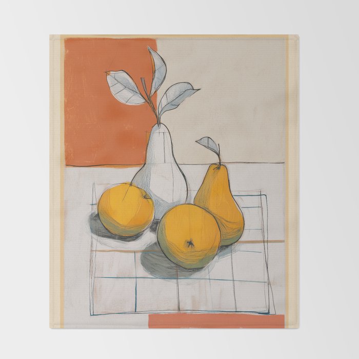 Modern Pear Still Life Throw Blanket Gallery Image 2