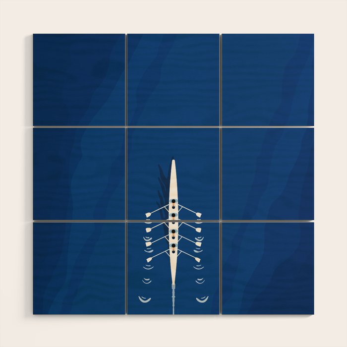 Aerial Rowing Boat | Teamwork Wood Wall Art Gallery Image 1