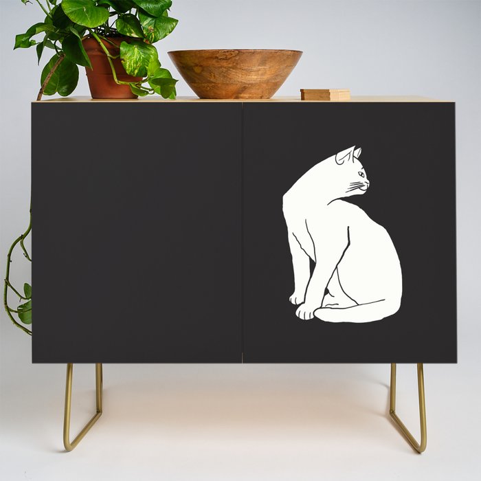 White Cat On Black Credenza Gallery Image 1