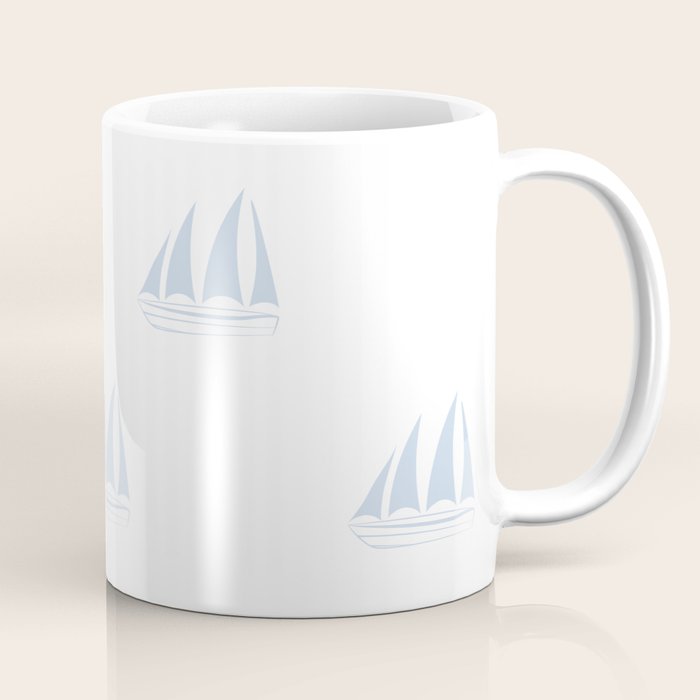 Pale Blue Sailboat Pattern Coffee Mug Gallery Image 1