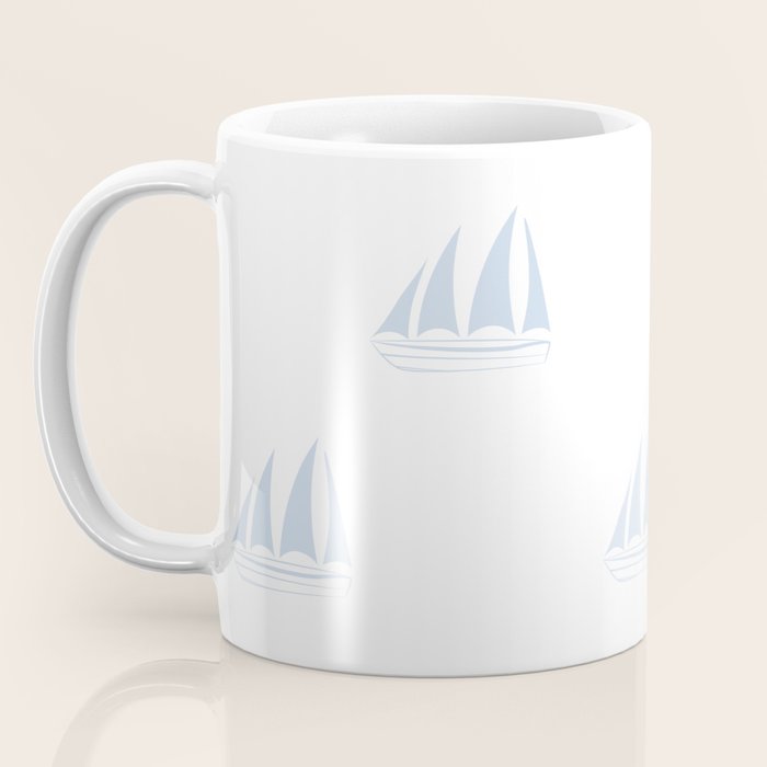 Pale Blue Sailboat Pattern Coffee Mug Gallery Image 3