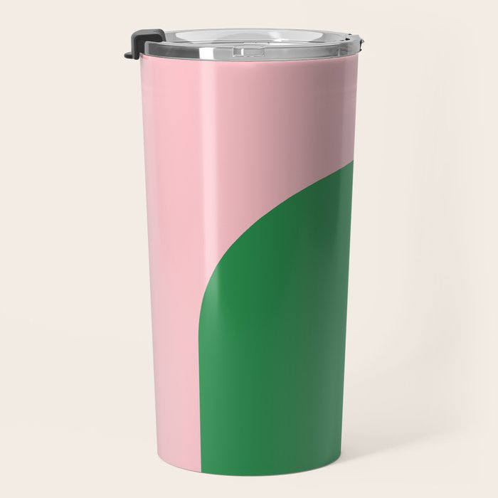 Minimal Modern Archway Color Block in Pink and Green Travel Mug Gallery Image 3