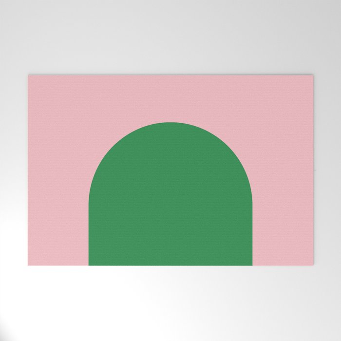 Minimal Modern Archway Color Block in Pink and Green Welcome Mat Gallery Image 1