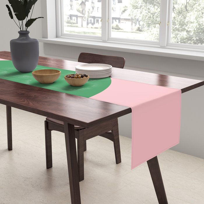 Minimal Modern Archway Color Block in Pink and Green Table Runner Gallery Image 2