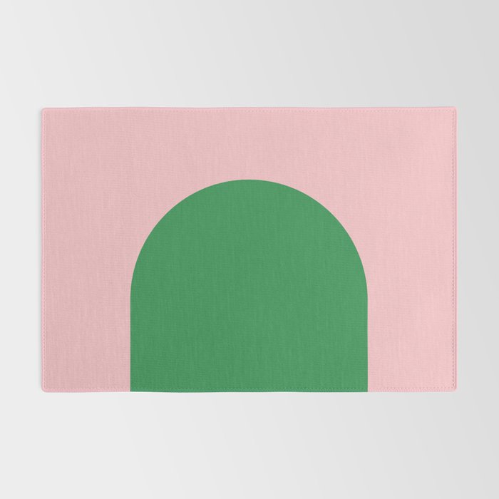 Minimal Modern Archway Color Block in Pink and Green Rug Gallery Image 2